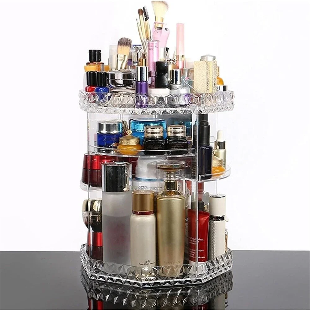Cosmetic storage organizer 360 Rotating acrylic stand Multifunction makeup stand